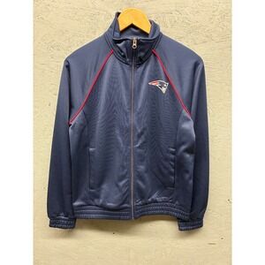 NFL Team Apparel Patriots Track Jacket Women's Small Navy Full Zip Red Trim Logo